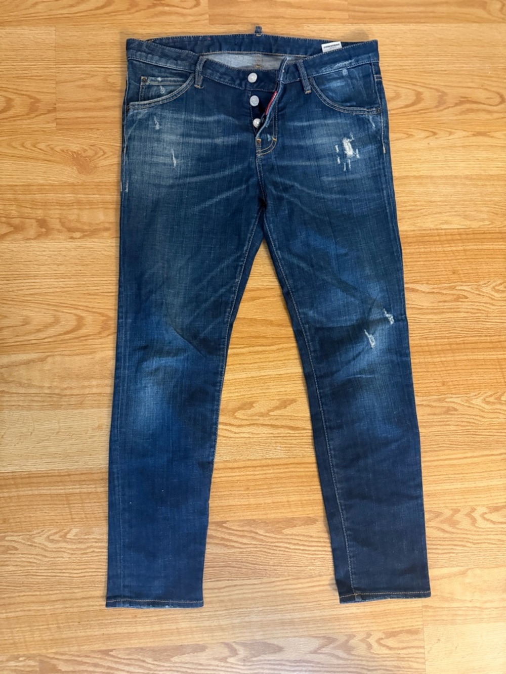 DSQUARED2 Women's Dark Blue Skinny Jeans with Light Distressing